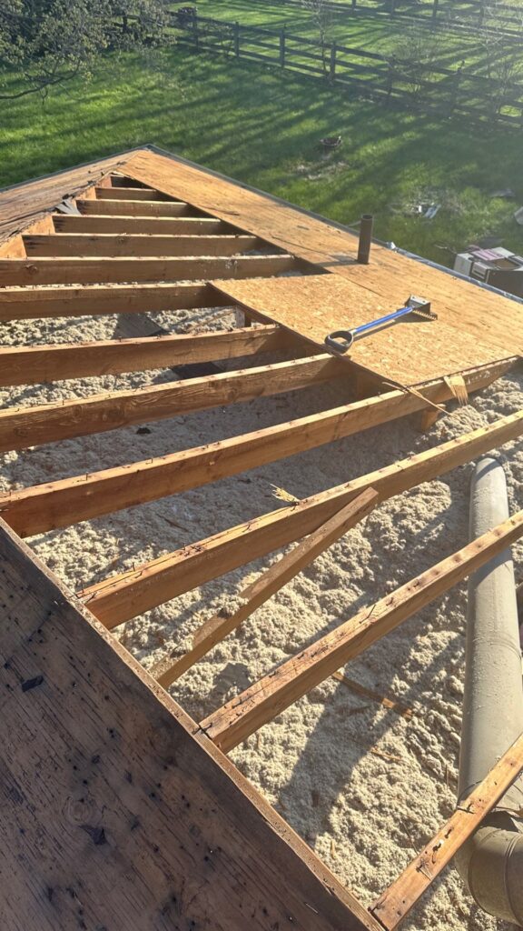 Roof replacement progress photo