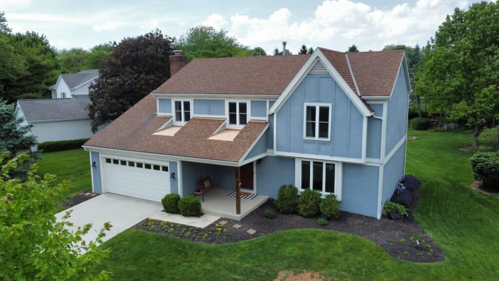 Completed steep slope roofing replacement in Dublin, OH