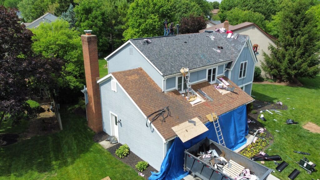 Completed steep slope roofing replacement in Dublin, OH
